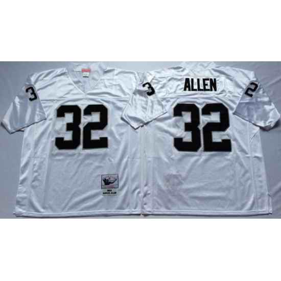 Men Las Vegas Raiders 32 Marcus Allen White M&N Throwback Jersey